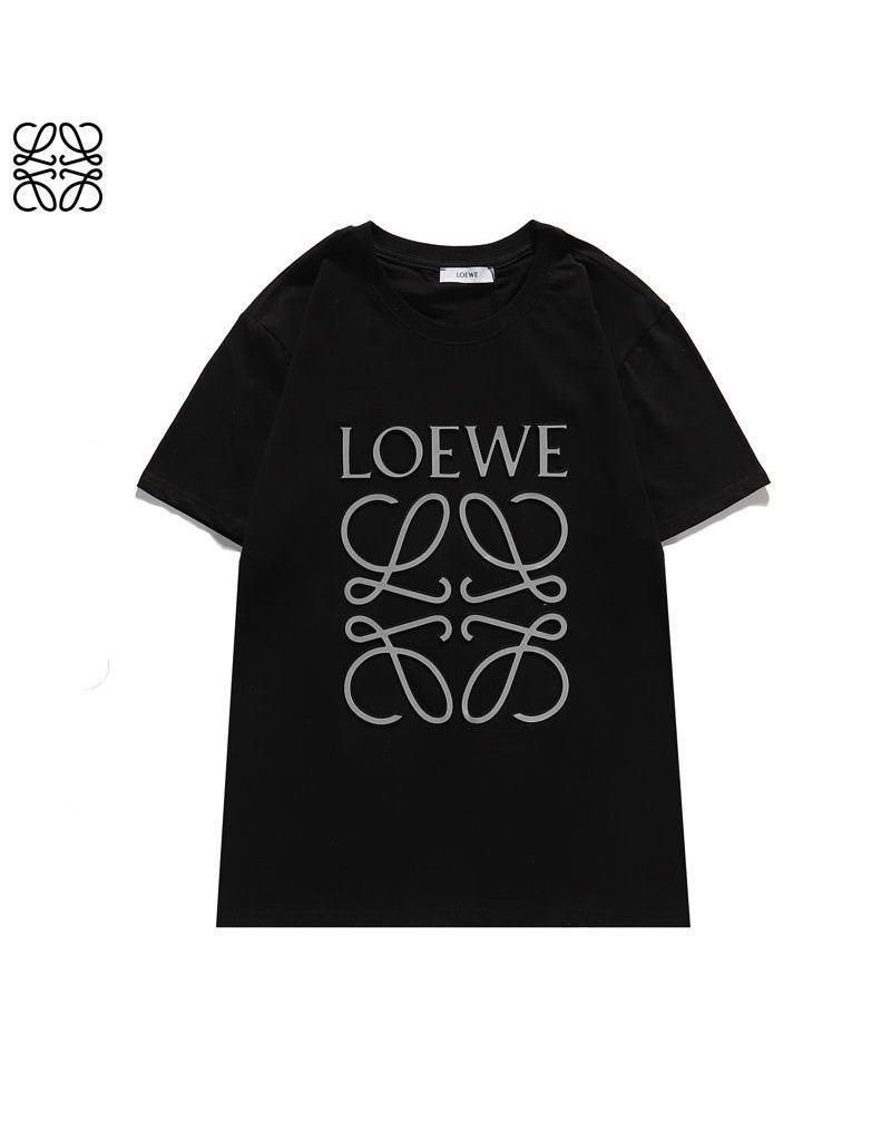 loewe tシャツ半袖経典人気ウェア上着コットン製トップスペアお揃い立体的ロゴファッションお洒落