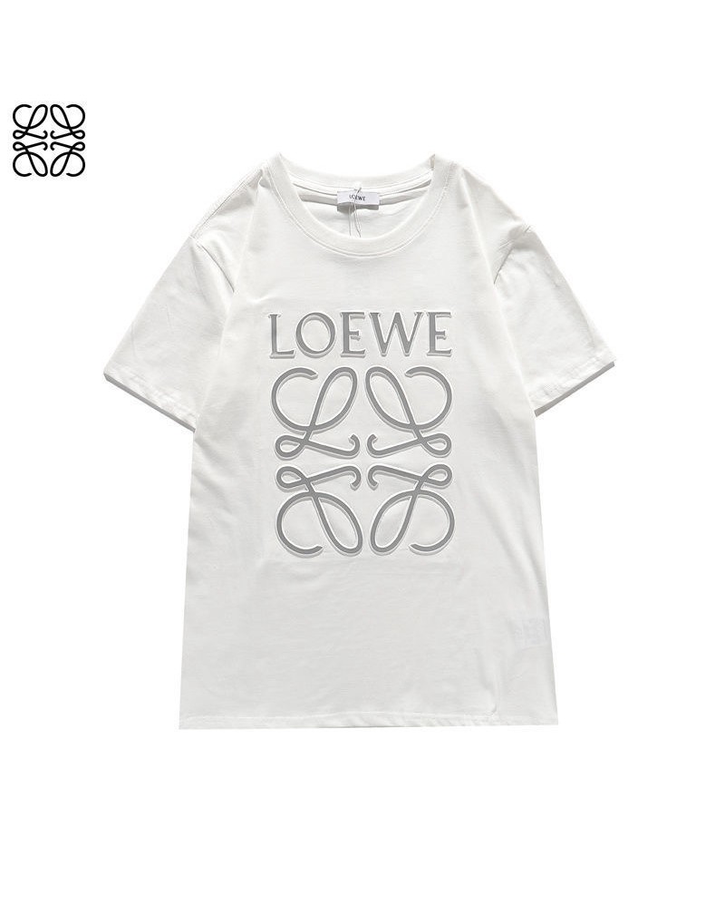 loewe tシャツ半袖経典人気ウェア上着コットン製トップスペアお揃い立体的ロゴファッションお洒落