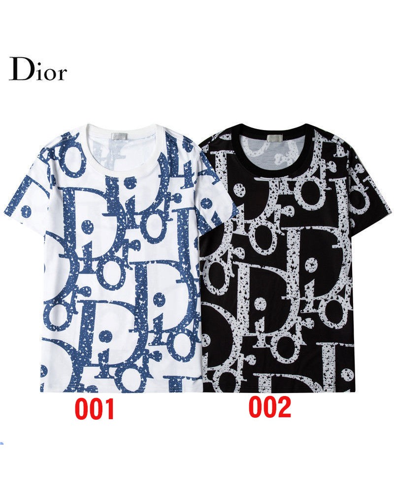 Dior tシャツ半袖コピー経典ロゴプリント付きディオールティシャツウェア上着コットン製トップスカジュアルファッション人気新品男女向け