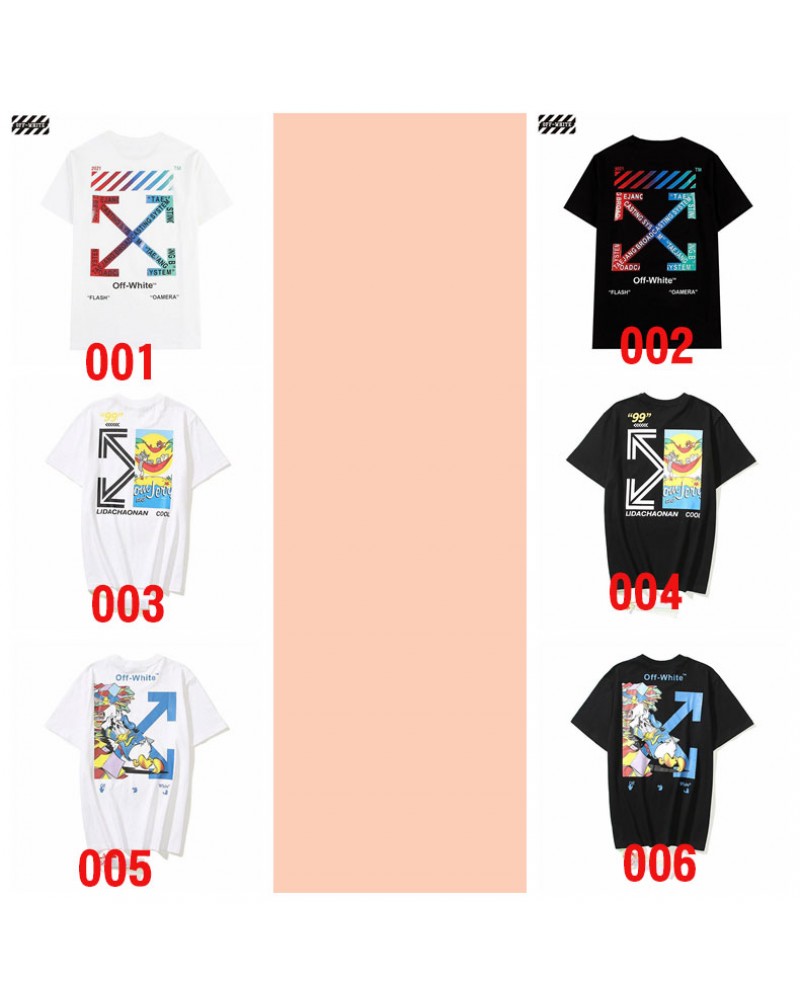 OFF-WHITE Tシャツ半袖個性潮流人気ウェア上着トップスオーフホワイトカジュアルファッションお洒落ティシャツメンズレディース向け
