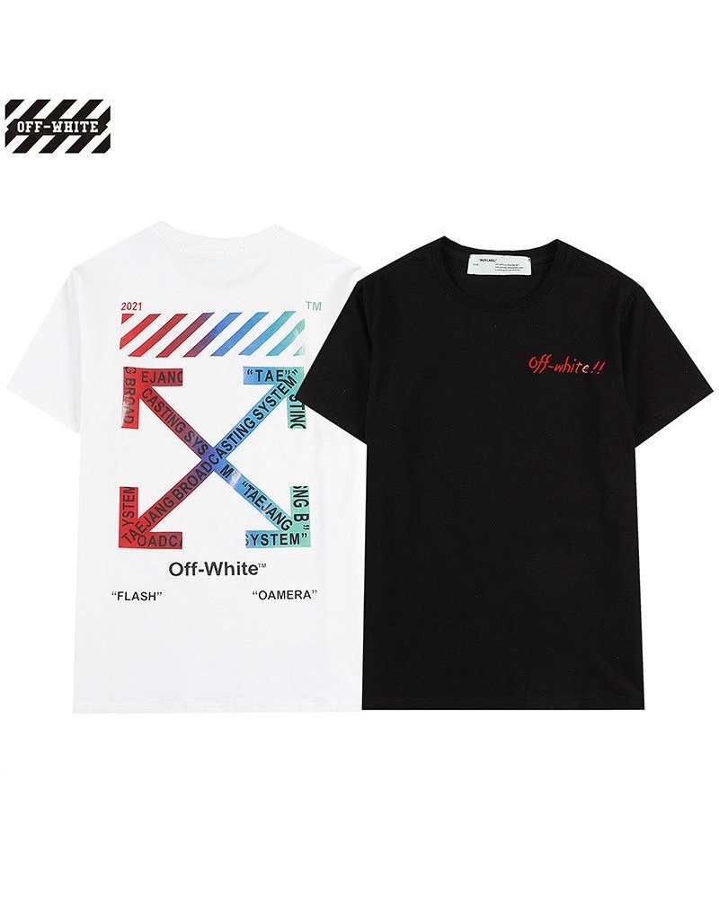OFF-WHITE Tシャツ半袖個性潮流人気ウェア上着トップスオーフホワイトカジュアルファッションお洒落ティシャツメンズレディース向け