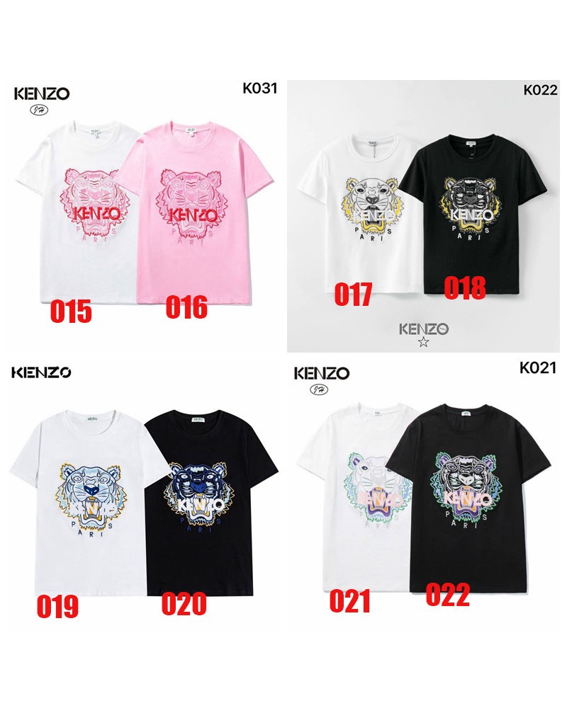 ケンゾーtシャツ半袖お洒落精緻刺繍ロゴ付きティシャツコットン製トップス男女向けカッコイイ虎頭付き上着人気ファッション