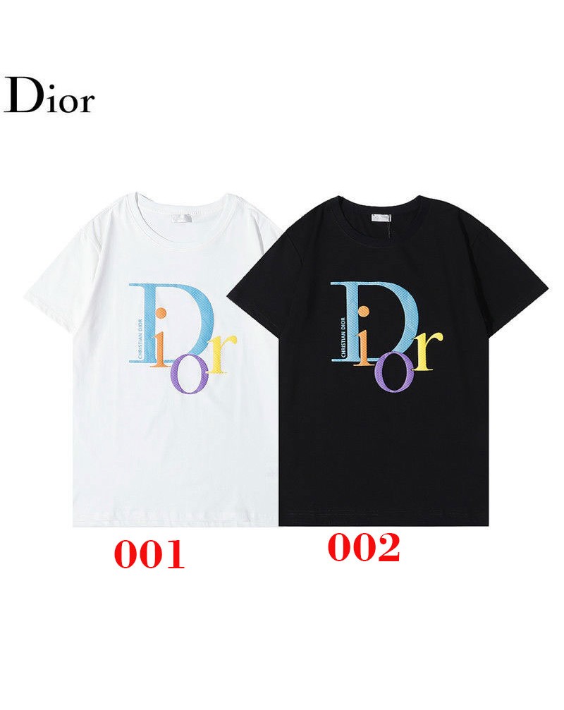 ディオールtシャツ半袖お洒落カジュアル人気ウェアトップスコットン製ソフト通気性よい個性ロゴ付き男女むけ兼用ブランドトップス