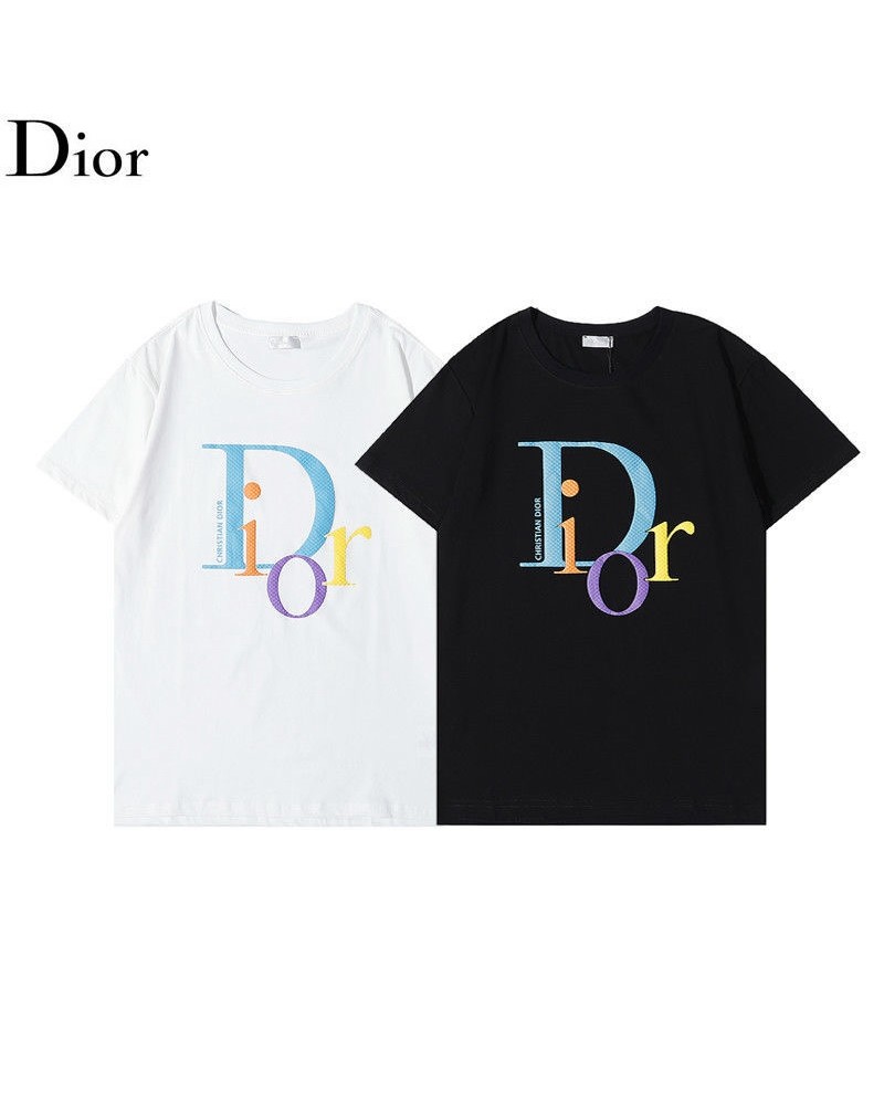 ディオールtシャツ半袖お洒落カジュアル人気ウェアトップスコットン製ソフト通気性よい個性ロゴ付き男女むけ兼用ブランドトップス