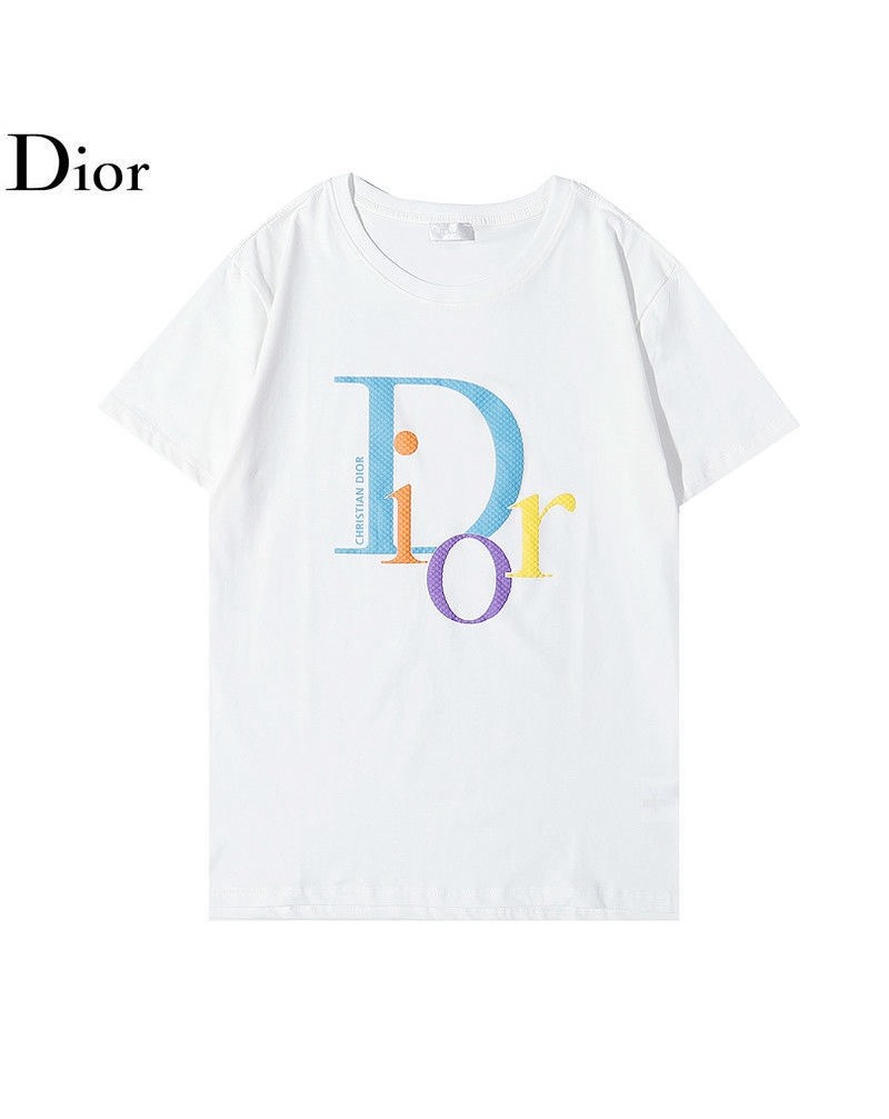 ディオールtシャツ半袖お洒落カジュアル人気ウェアトップスコットン製ソフト通気性よい個性ロゴ付き男女むけ兼用ブランドトップス