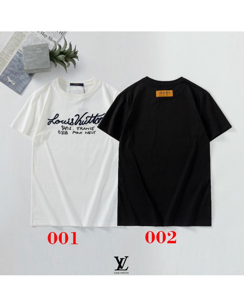 vuitton tシャツ半袖お洒落精緻刺繍ロゴウェア上着コットン製カットソートップスファッションカジュアル人気ティシャツメンズレディースむけ