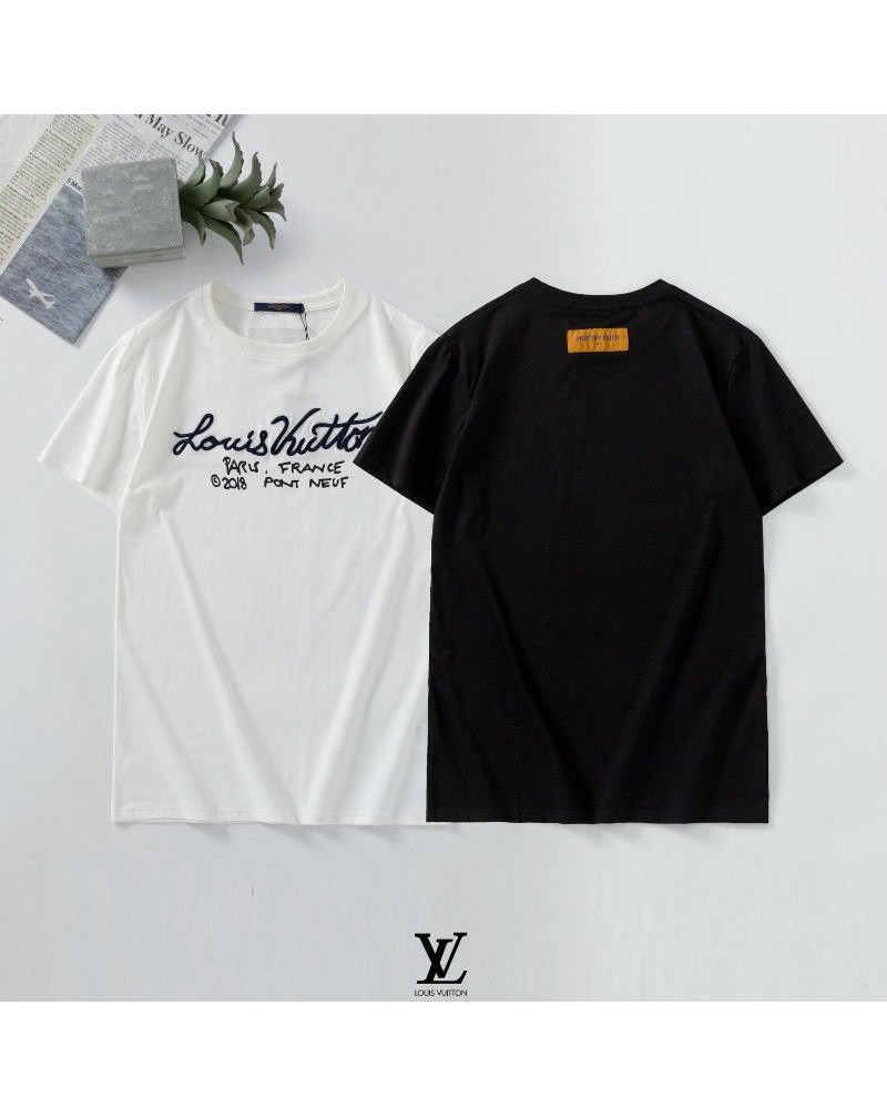 vuitton tシャツ半袖お洒落精緻刺繍ロゴウェア上着コットン製カットソートップスファッションカジュアル人気ティシャツメンズレディースむけ