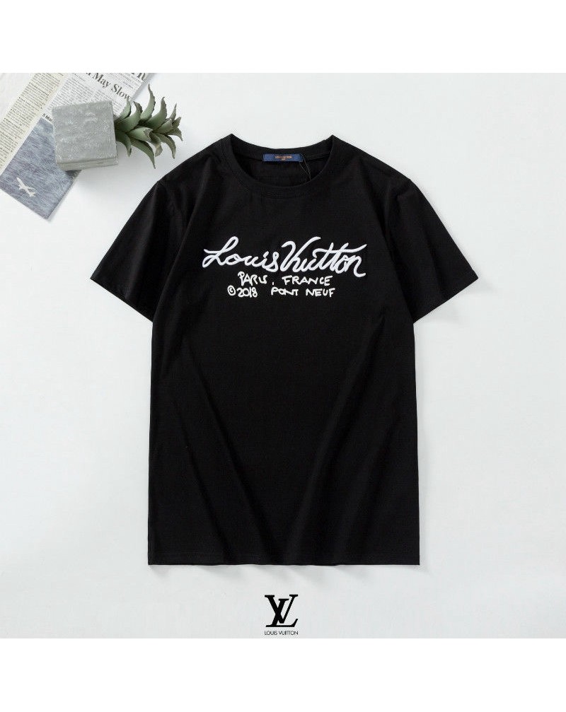 vuitton tシャツ半袖お洒落精緻刺繍ロゴウェア上着コットン製カットソートップスファッションカジュアル人気ティシャツメンズレディースむけ