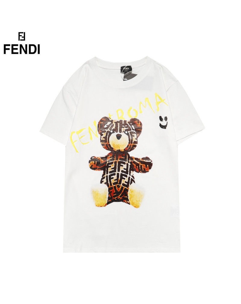 フェンデイ Tシャツ半袖個性潮流人気トップスコットン製ウェア上着ペアお揃い可愛いくまちゃんファッションカジュアル