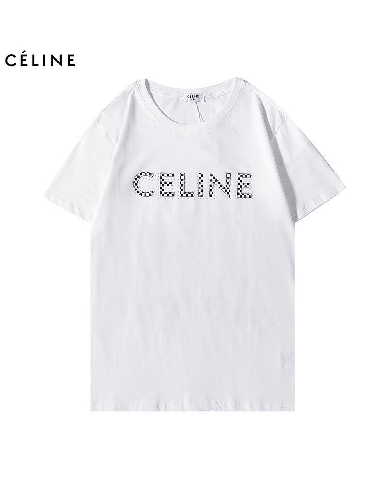 セリーヌtシャツ半袖ファッションリベット付きティシャツ上着トップスコットン製ソフト通気性よいペアお揃い