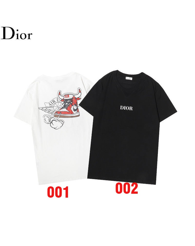 ディオールジョーダンコラボtシャツ半袖お洒落カジュアルファッション人気ティシャツ個性潮流トップス男女向け