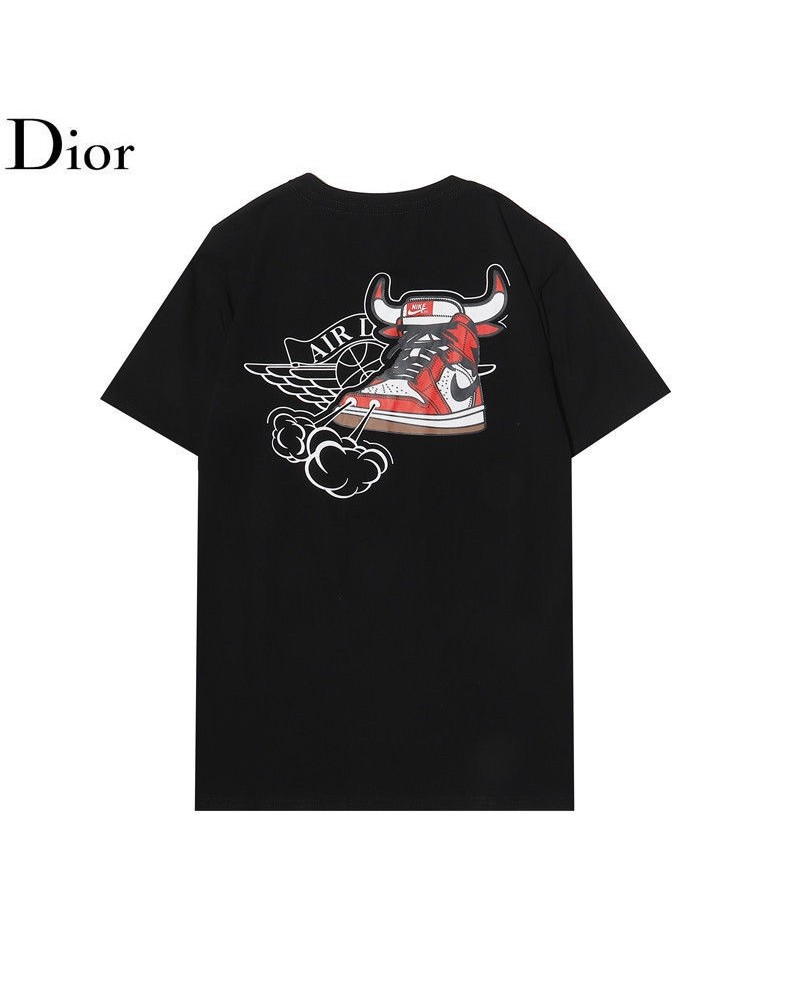 ディオールジョーダンコラボtシャツ半袖お洒落カジュアルファッション人気ティシャツ個性潮流トップス男女向け