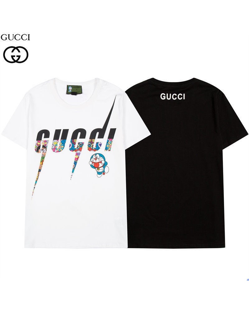 グッチ ドラえもんコラボ Tシャツ半袖 お洒落人気ティシャツコットン製ウェアトップスカジュアルファッション男女向け