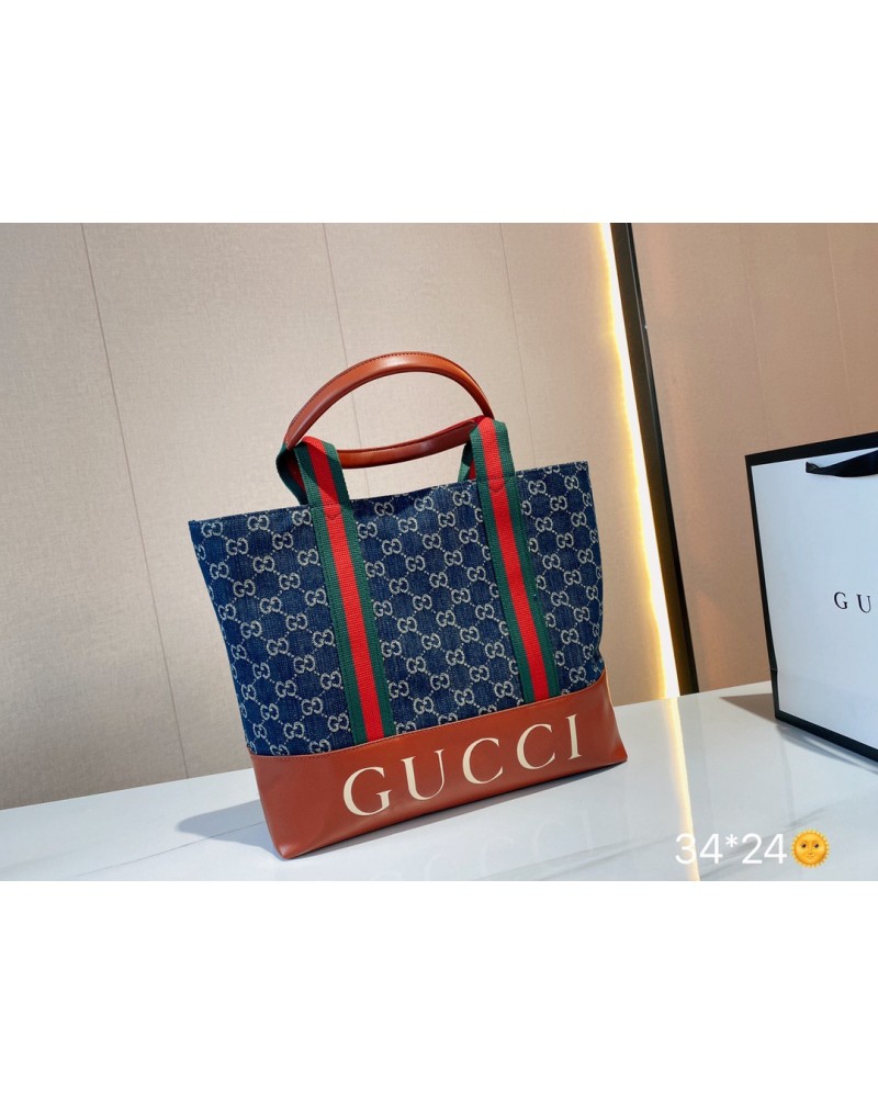 グッチトートバッグお洒落経典高級ハンドバッグ超人気新作キャンバスレザー組合せ