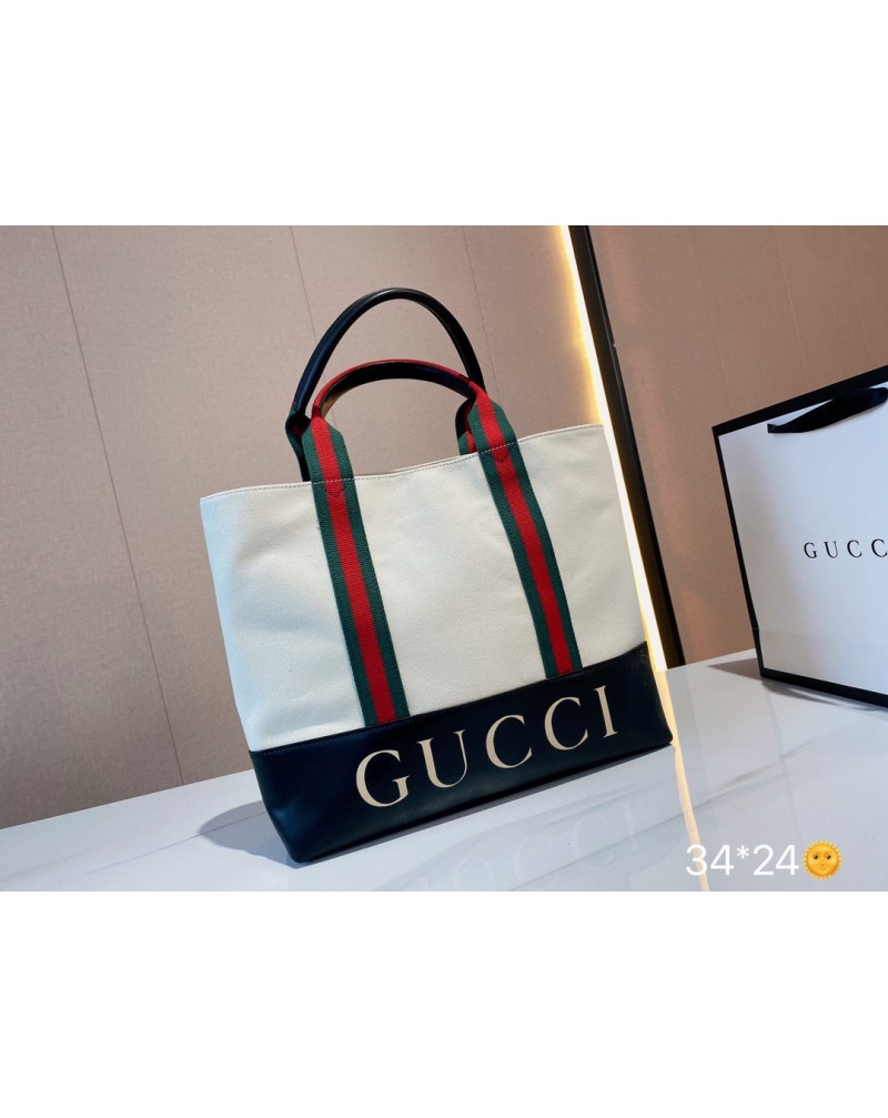 グッチトートバッグお洒落経典高級ハンドバッグ超人気新作キャンバスレザー組合せ