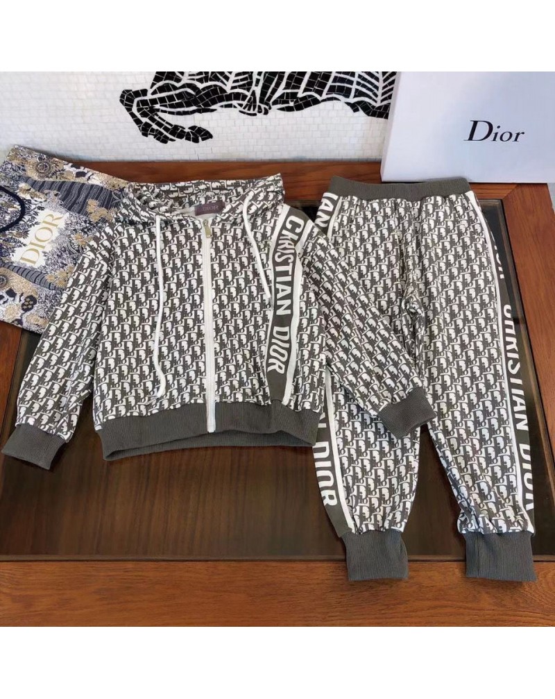 ディオール 子供用上下セットお洒落ファッション経典キッズ服ズボン二点セットフード付き裏起毛カジュアル人気
