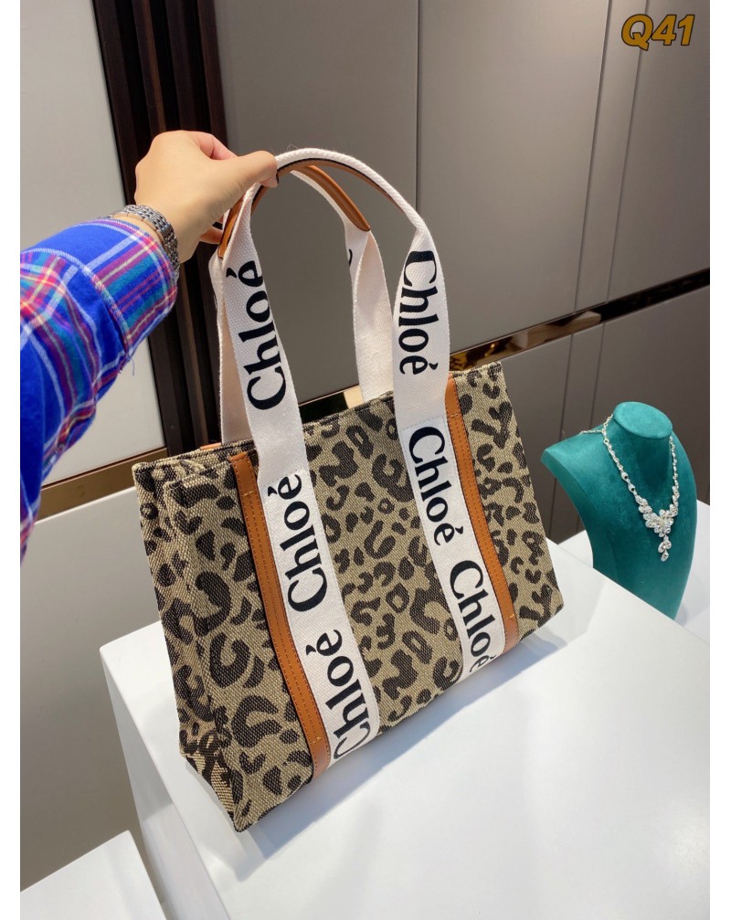 Chloe ミニトートバッグお洒落豹紋プリント付きファッション人気ハンドバッグショピングバッグ芸能人愛用