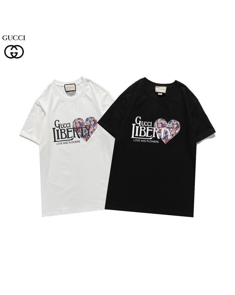 ブランドtシャツ半袖コットン製ソフト個性可愛い心型プリント付きペアお揃いファッション大人気