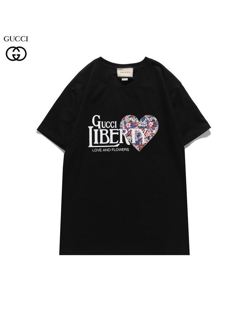 ブランドtシャツ半袖コットン製ソフト個性可愛い心型プリント付きペアお揃いファッション大人気