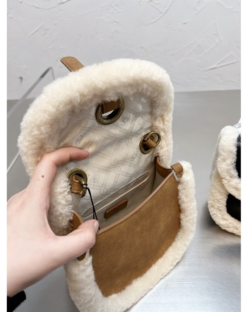 uGgショルダーバッグお洒落人気ブランドミニ斜め掛けバッグ高級ひつじの毛製ファッション