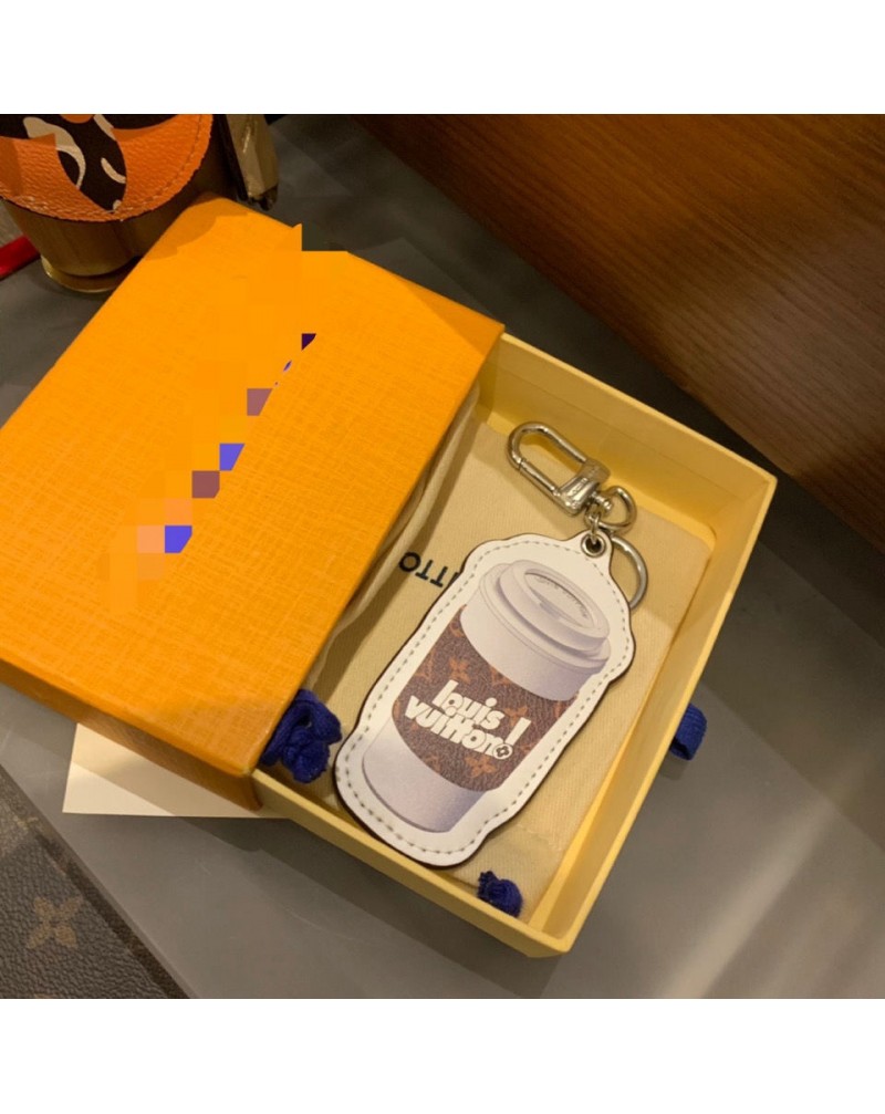 可愛いヴィトンキーホルダーコーヒーカップの模型キーリング携帯便利お洒落人気