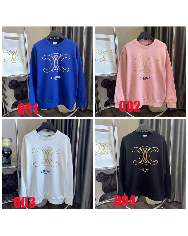 セリーヌトレーナーお洒落カジュアルファッションスウェットトップス男女向けコットン丸首長袖 セリーヌトレーナーお洒落カジュアルファッションスウェットトップス男女向けコットン丸首長袖