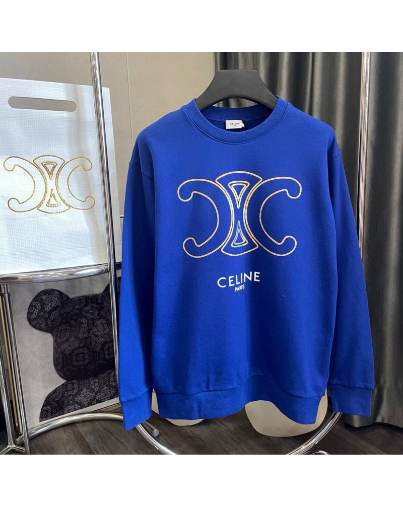 セリーヌトレーナーお洒落カジュアルファッションスウェットトップス男女向けコットン丸首長袖 セリーヌトレーナーお洒落カジュアルファッションスウェットトップス男女向けコットン丸首長袖