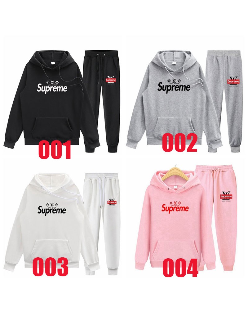 supremeヴィトンコラボトレーナーパーカーアップルセットファッション人気カジュアルスウェットズボン上下セット男女向け
