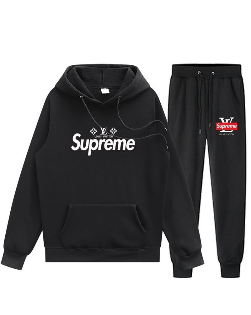 supremeヴィトンコラボトレーナーパーカーアップルセットファッション人気カジュアルスウェットズボン上下セット男女向け