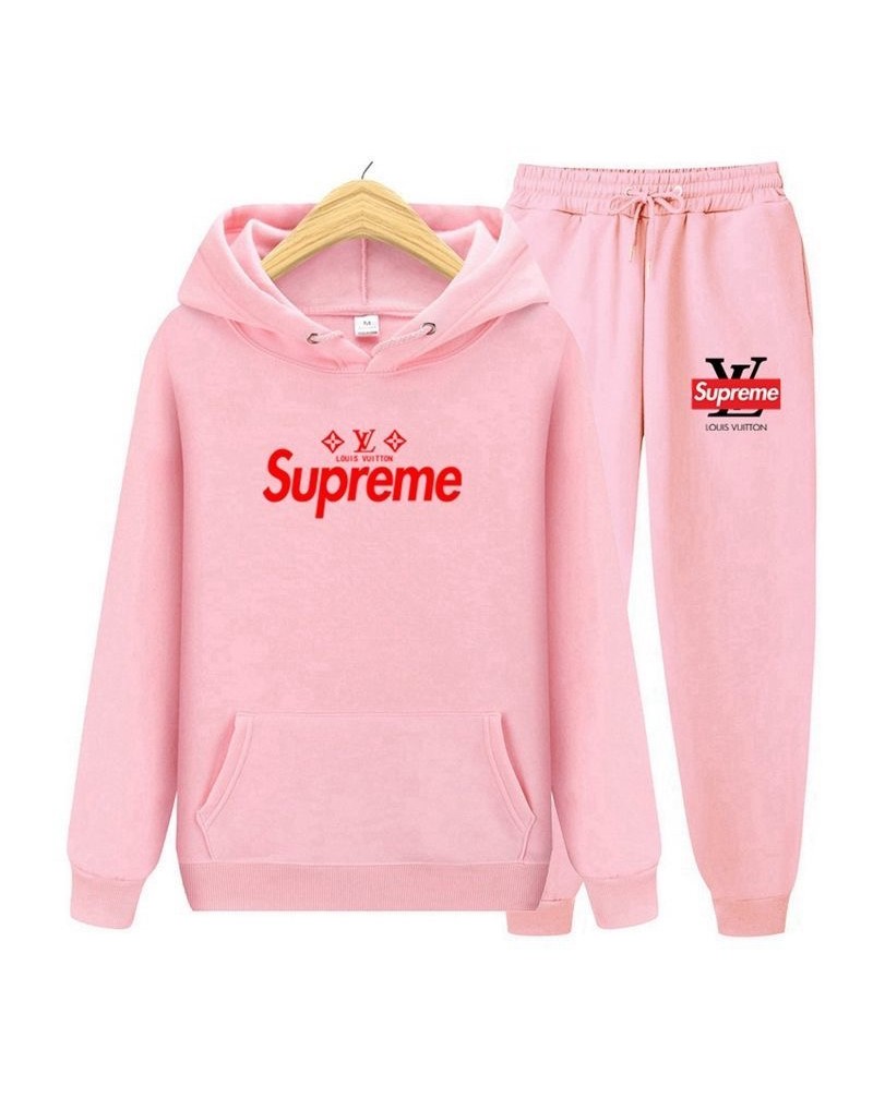 supremeヴィトンコラボトレーナーパーカーアップルセットファッション人気カジュアルスウェットズボン上下セット男女向け