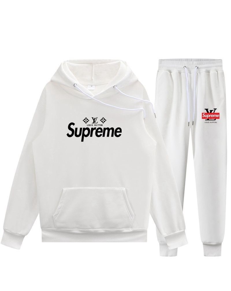 supremeヴィトンコラボトレーナーパーカーアップルセットファッション人気カジュアルスウェットズボン上下セット男女向け