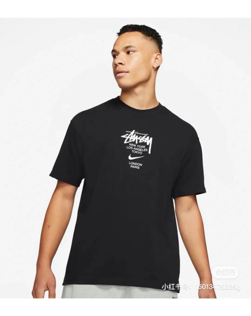 Stussy ナイキコラボtシャツ半袖お洒落人気潮流男女向けトップスカジュアルファッション上着
