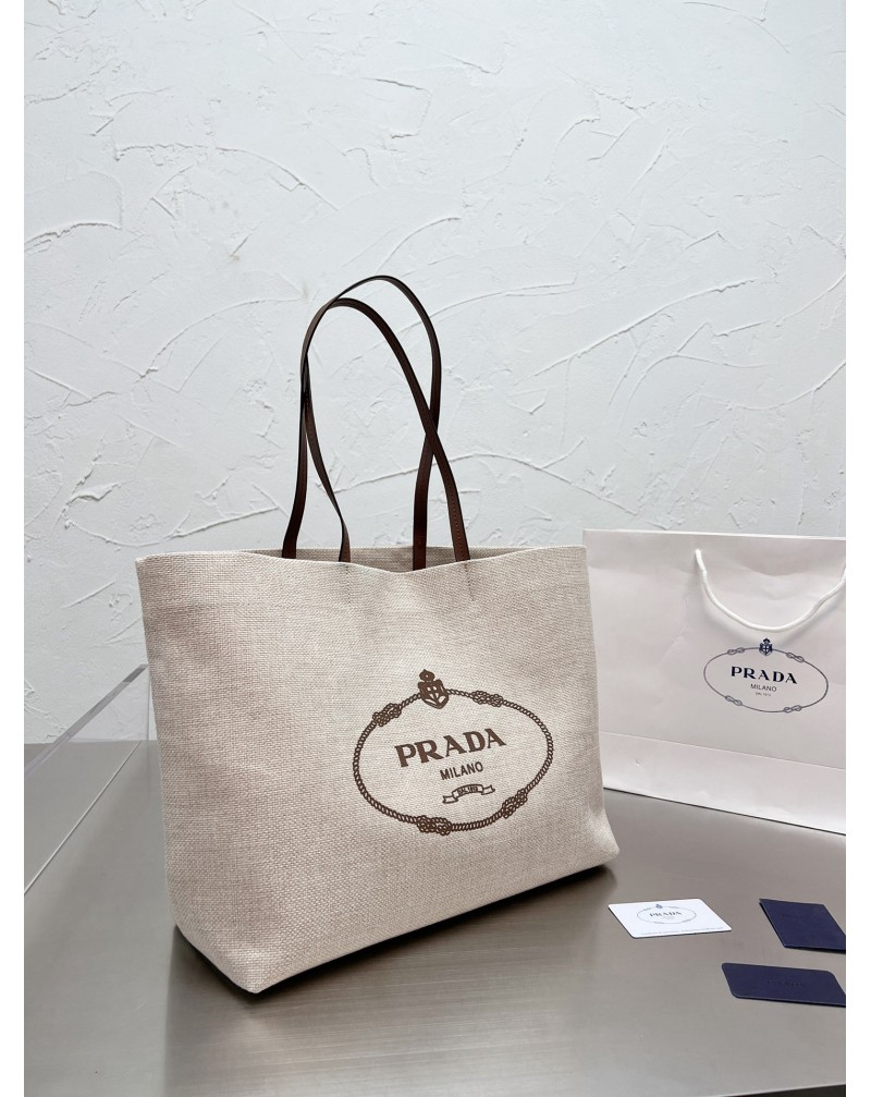 プラダトートバッグお洒落ファッションキャンバスバックショピングバッグ人気s22新品