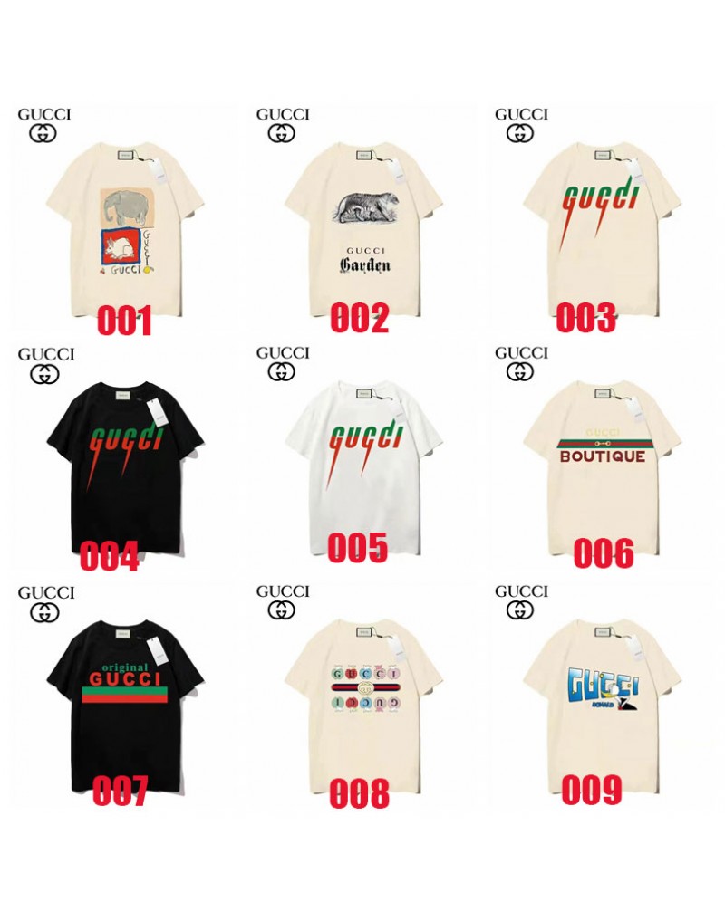 グッチ ｔシャツ半袖お洒落可愛いプリント付きティシャツコットン製ファッション大人気男女兼用潮流人気新作トップス