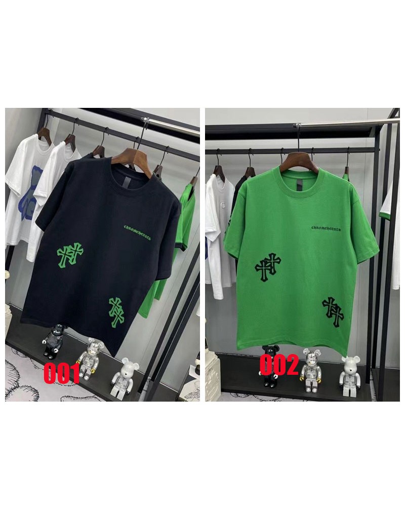 クロムハーツｔシャツ半袖個性潮流布を張って刺繍カジュアルファッションティシャツトップスコットン製ソフト通気性よい上着男女向け