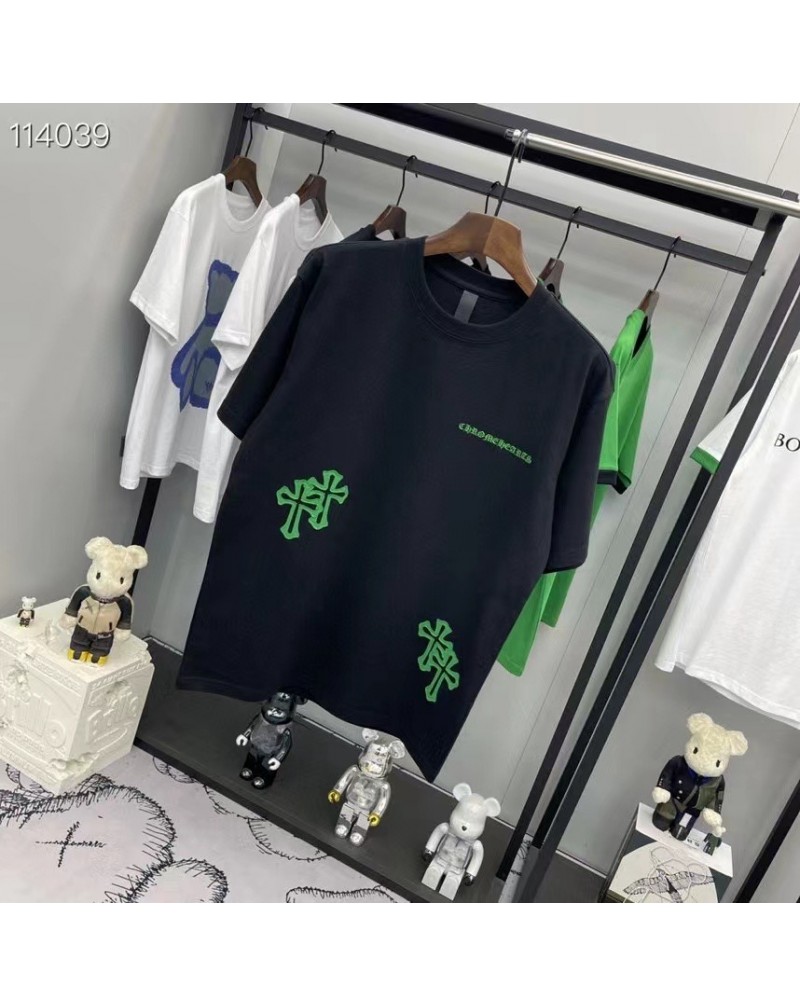 クロムハーツｔシャツ半袖個性潮流布を張って刺繍カジュアルファッションティシャツトップスコットン製ソフト通気性よい上着男女向け