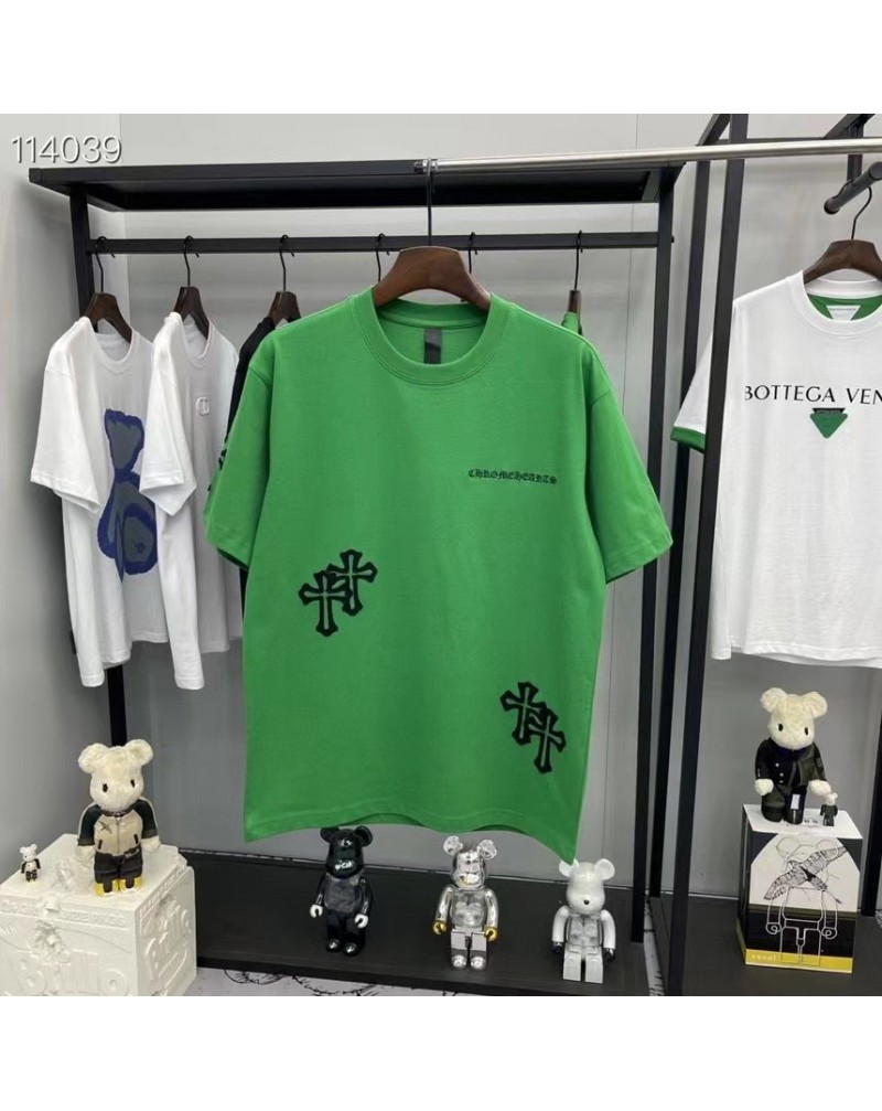 クロムハーツｔシャツ半袖個性潮流布を張って刺繍カジュアルファッションティシャツトップスコットン製ソフト通気性よい上着男女向け