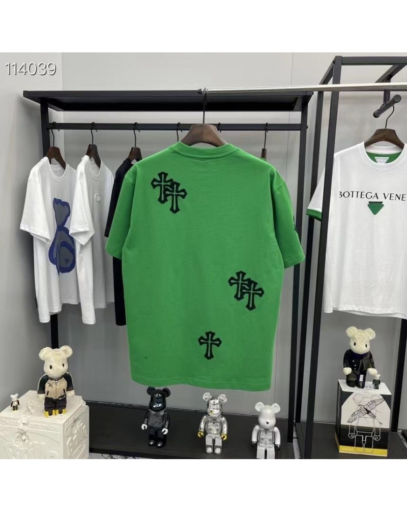 クロムハーツｔシャツ半袖個性潮流布を張って刺繍カジュアルファッションティシャツトップスコットン製ソフト通気性よい上着男女向け