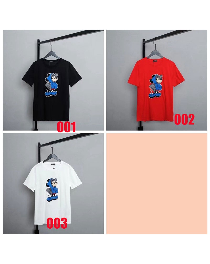 シャネルＴシャツ半袖可愛いミッキー付きお洒落ティシャツトップスコットンソフトペアお揃い上着