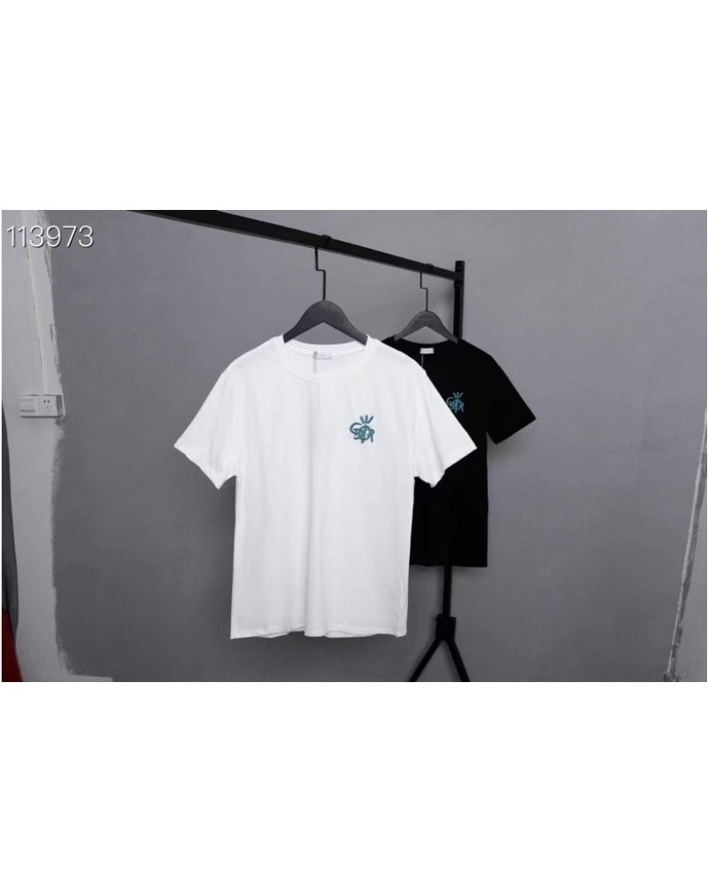 ディオール半袖ｔシャツファッション人気精緻刺繍ティシャツトップス男女向けお洒落丸首上着