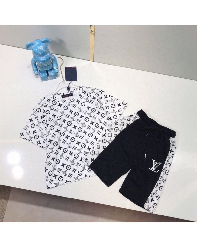 ヴィトンｔシャツ半ズボンセット子供用お洒落ファッション夏物トップス上下セットキッズ向け