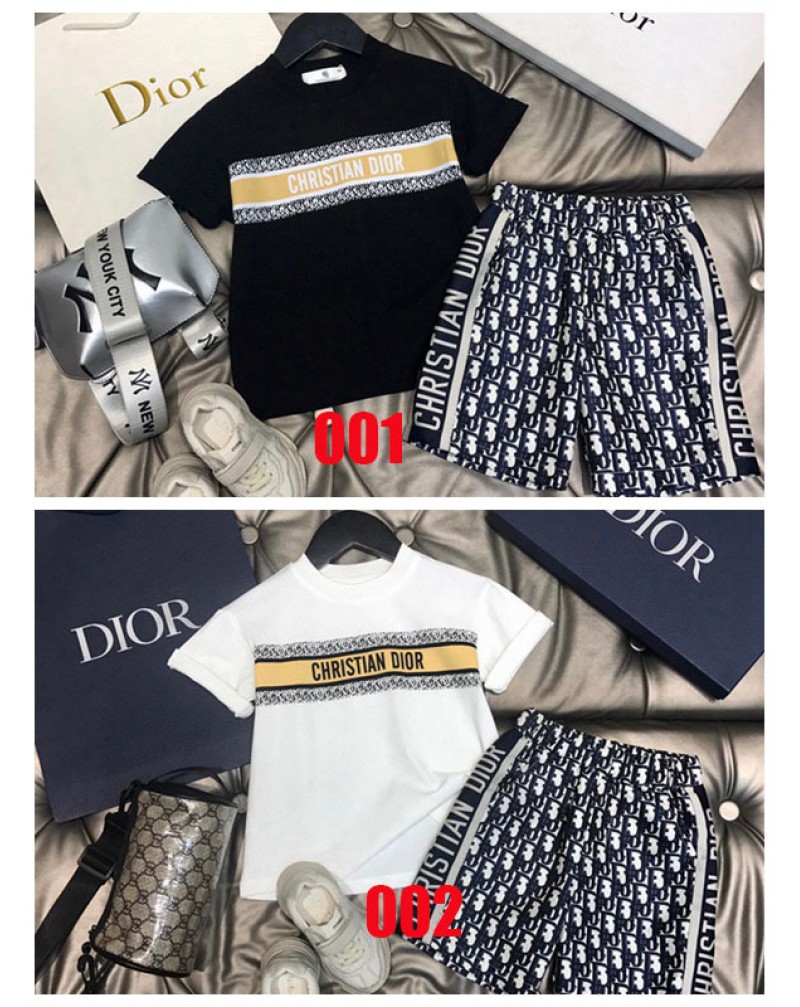 ディオール半袖半ズボンセット子供用お洒落ファッションキッズＴシャツ上下セット