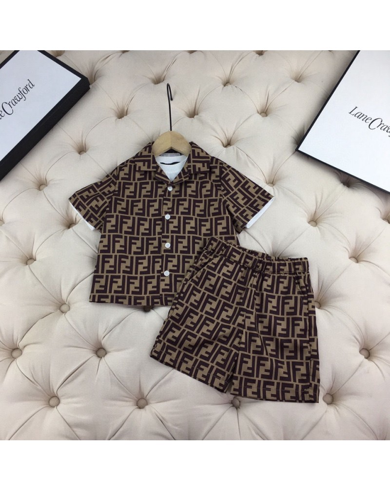 フェンデイｔシャツ半ズボン二点セット子供用ファッション経典キッズティシャツ上下セット可愛いお洒落