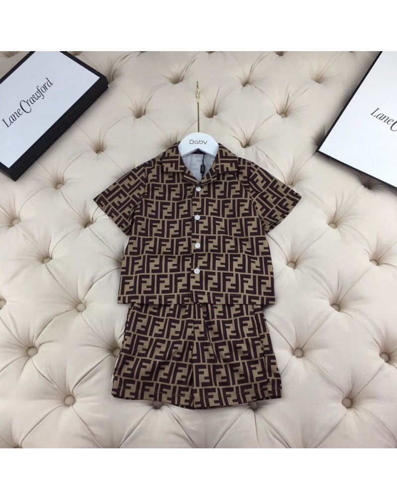 フェンデイｔシャツ半ズボン二点セット子供用ファッション経典キッズティシャツ上下セット可愛いお洒落