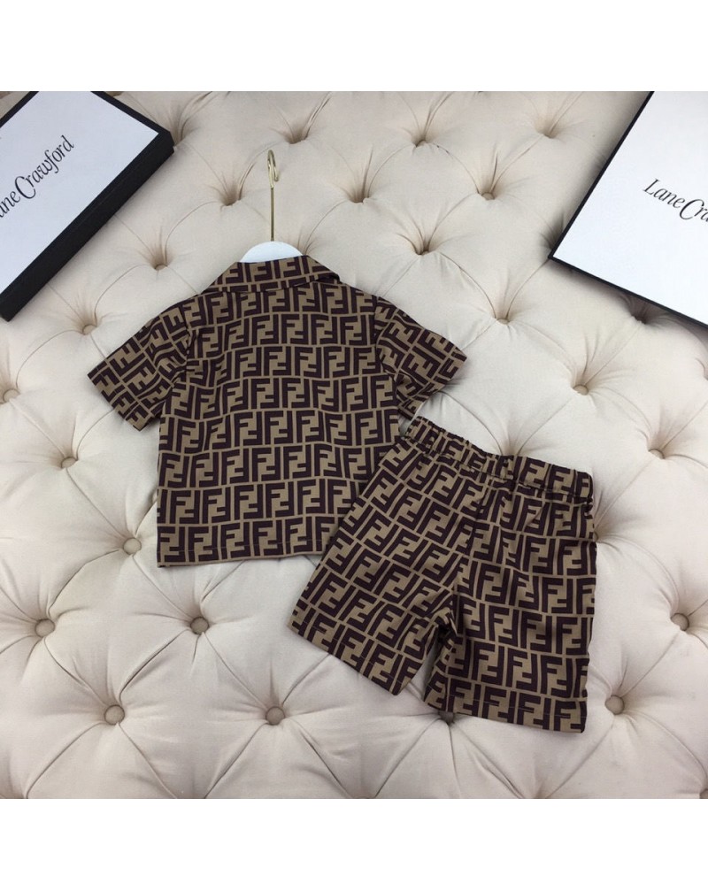 フェンデイｔシャツ半ズボン二点セット子供用ファッション経典キッズティシャツ上下セット可愛いお洒落