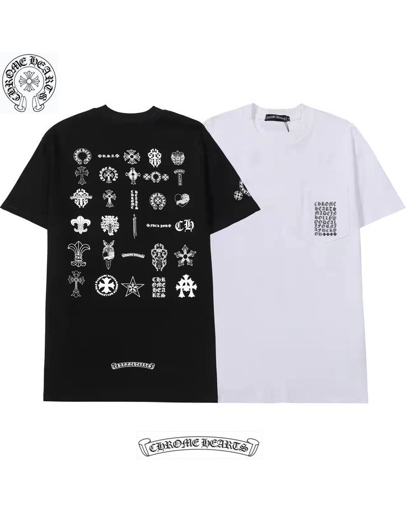 クロムハーツtシャツ半袖経典個性潮流ロゴプリント付きメンズレディース向け人気ファッション