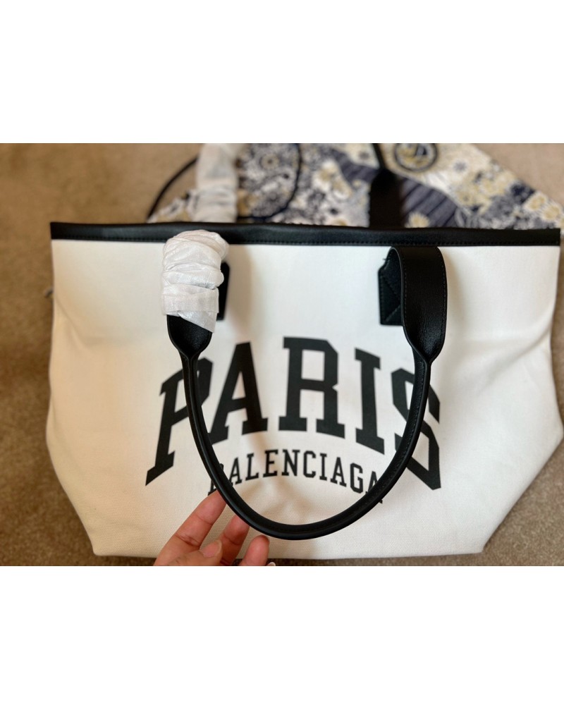 バレンシアガキャンバスバッグお洒落ファッション人気ショピングバッグ牛革のステッチ大容量