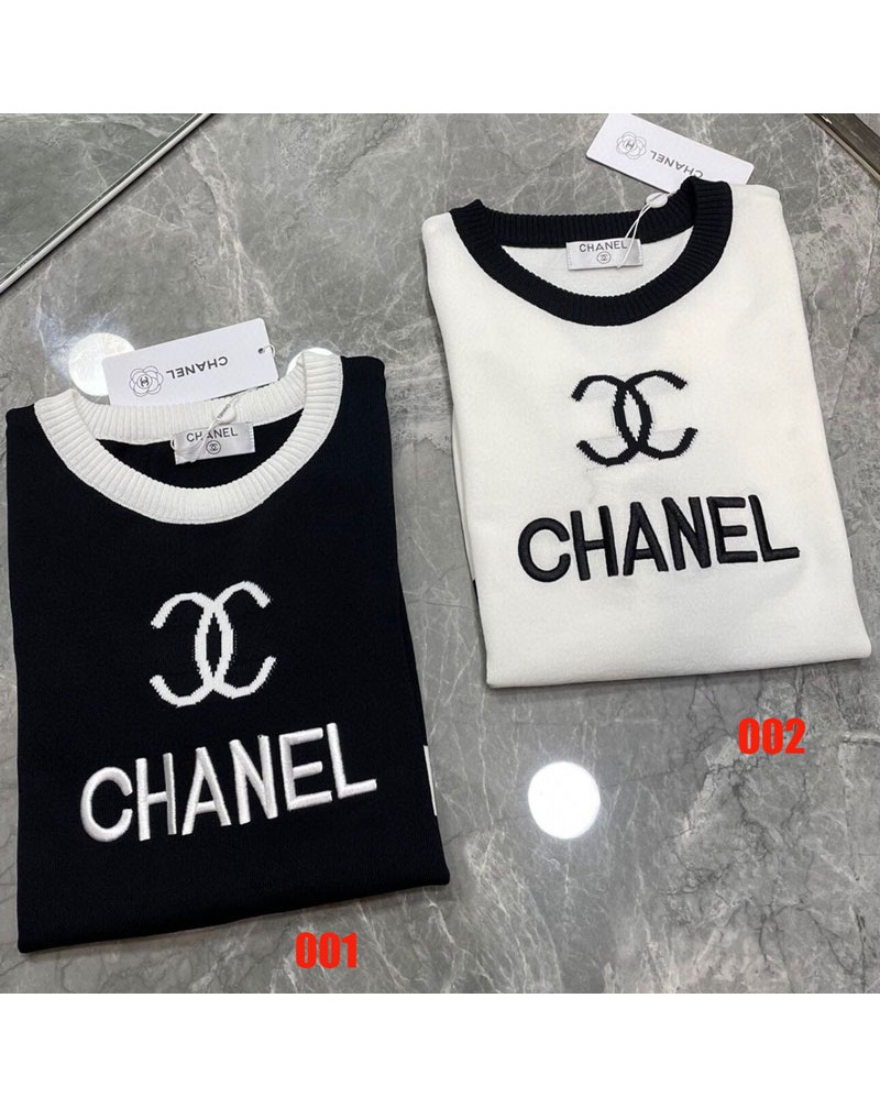 シャネルニットトップスお洒落小香風洋服女性人気ソフト肌柔らかいニットtシャツ半袖