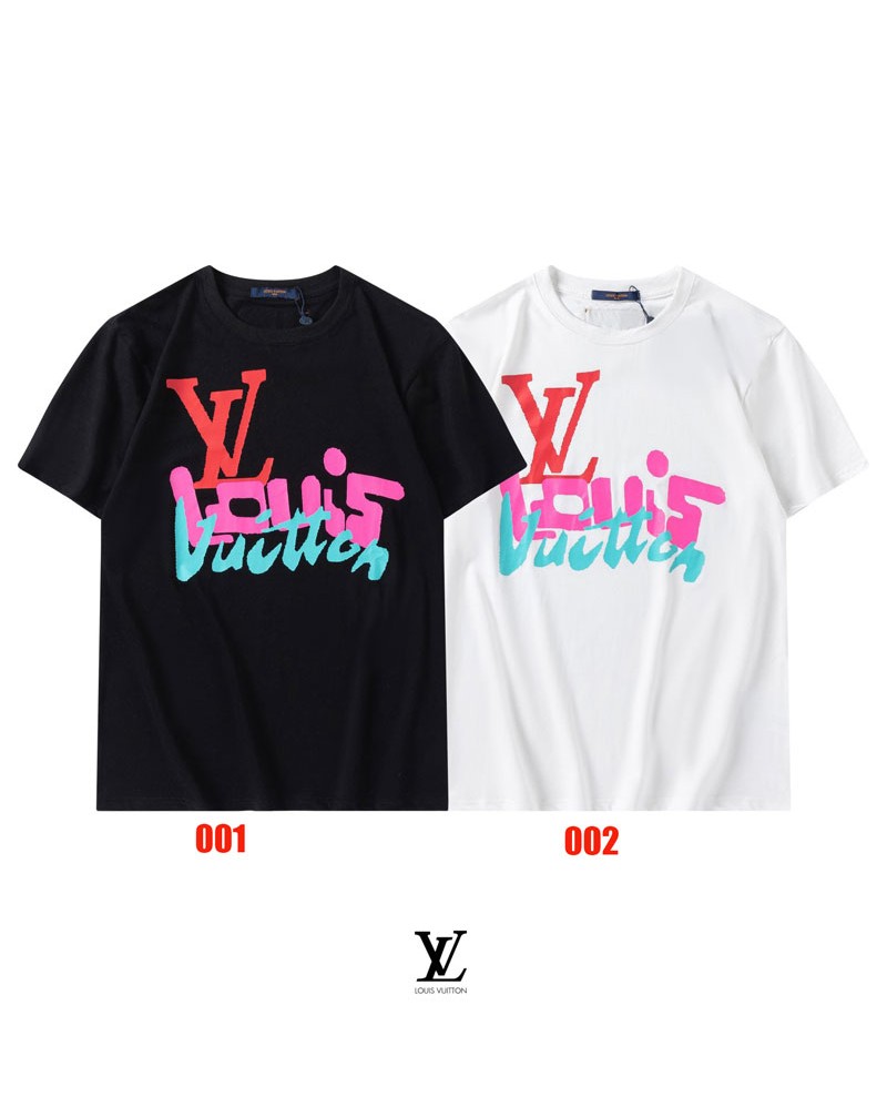 ヴィトンtシャツ半袖お洒落個性プリント付きティシャツコットン製カットソートップスカップル向け人気 ヴィトンtシャツ半袖お洒落個性プリント付きティシャツコットン製カットソートップスカップル向け人気