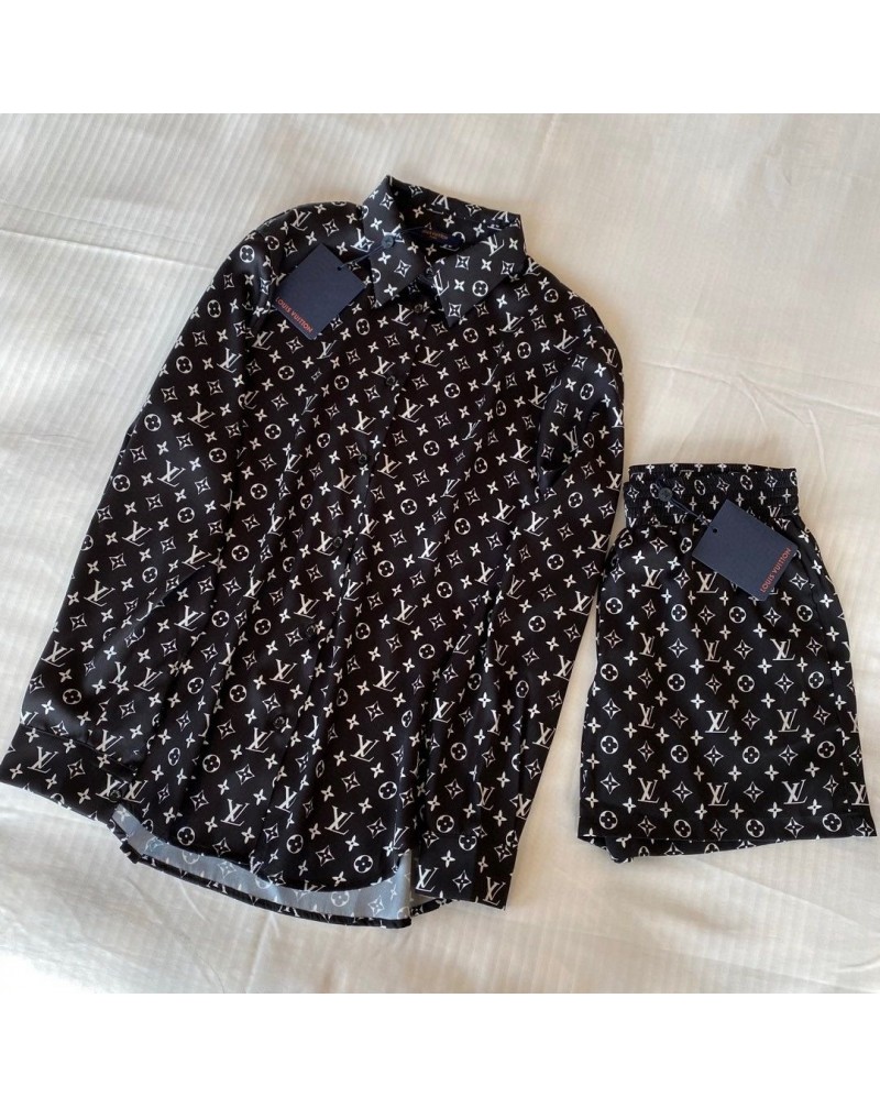 ヴィトンシャツ半ズボン２点セットお洒落ファッション春夏服カジュアル人気シャツアップセット